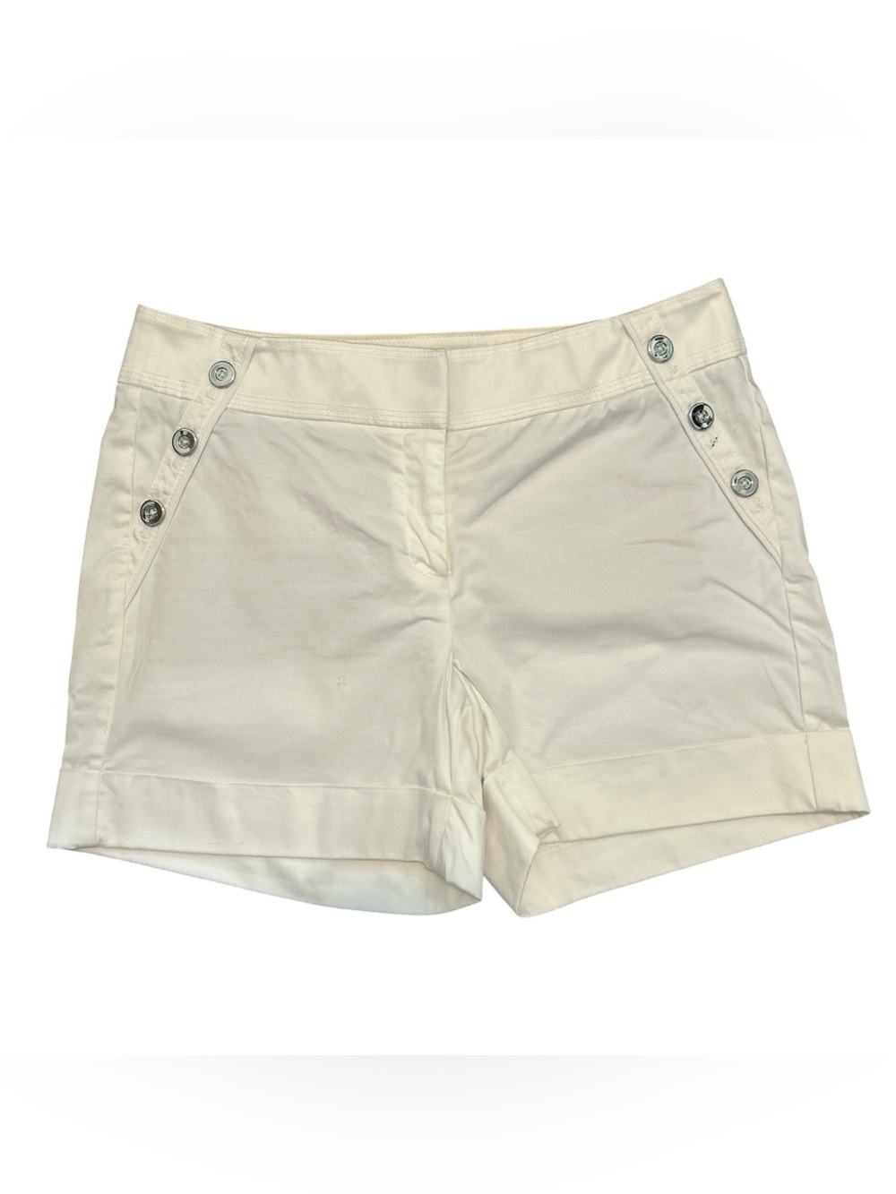 White House Black Market White Sailor Cuffed Shorts Women’s Size 4 Stretch